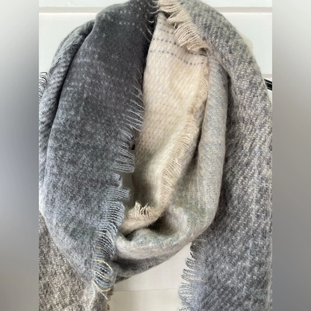 Fraas | Cashmink Scarf Taupe Gray Ombre 16x68” NWT Ultra Soft